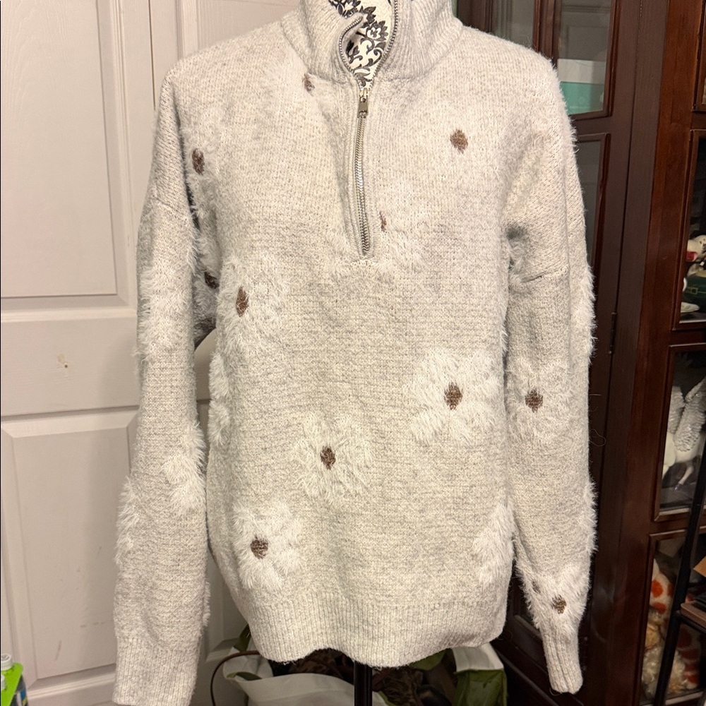 Cozy Gray and Brown Women's Sweater